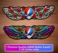 Grateful Dead LARGE 9in 2x Bumper Sticker Steal Your Face Jerry Garcia FREE SHIP