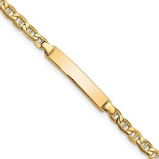 10K Yellow Gold Semi-solid Anchor Link ID Bracelet 7 Inch