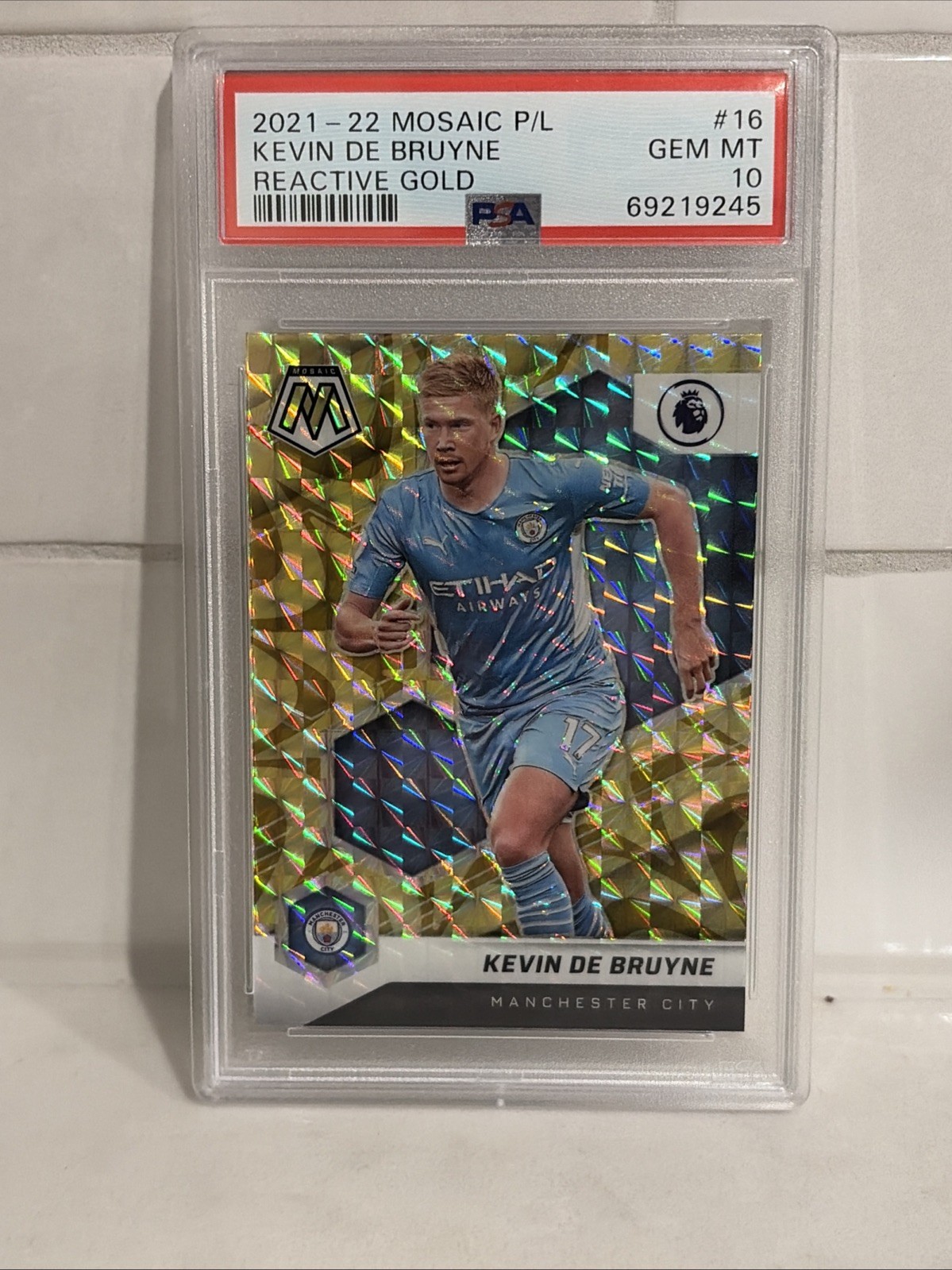 2021-22 Panini Mosaic Premier League - Kevin de Bruyne #16 Reactive Gold Mosaic