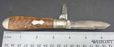 VINTAGE New York Knife Co. Walden NY Hammer Brand Bone Pocket Knife c. 1856-1931