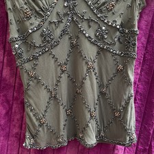 Evening Designer Papell Boutique Beaded Black Silk Fully Lined Shell Size L