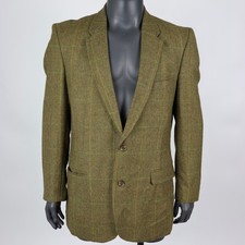 Chaqueta Blazer Samuel Windsor Tweed Talla L Verde Ventana 100% Lana Clásica