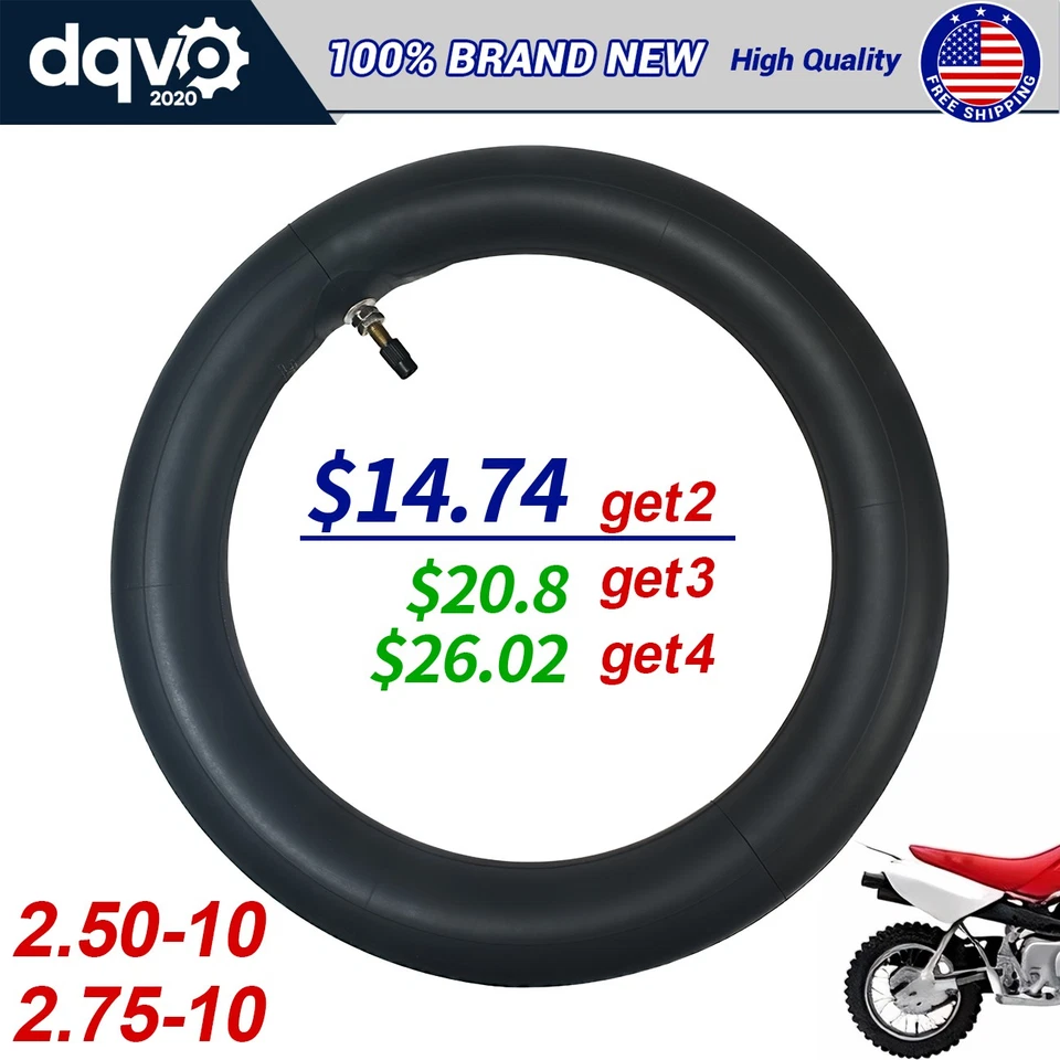 2.50-10 Heavy Duty Inner Tube 2.75x10 2.50x10 Tire Fit Motorcycle Pit Dirt Bike - Bild 1 von 4