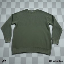 Columbia Sweater Mens XL Green Crewneck Raglan Knit Ribbed Pullover Mock Neck