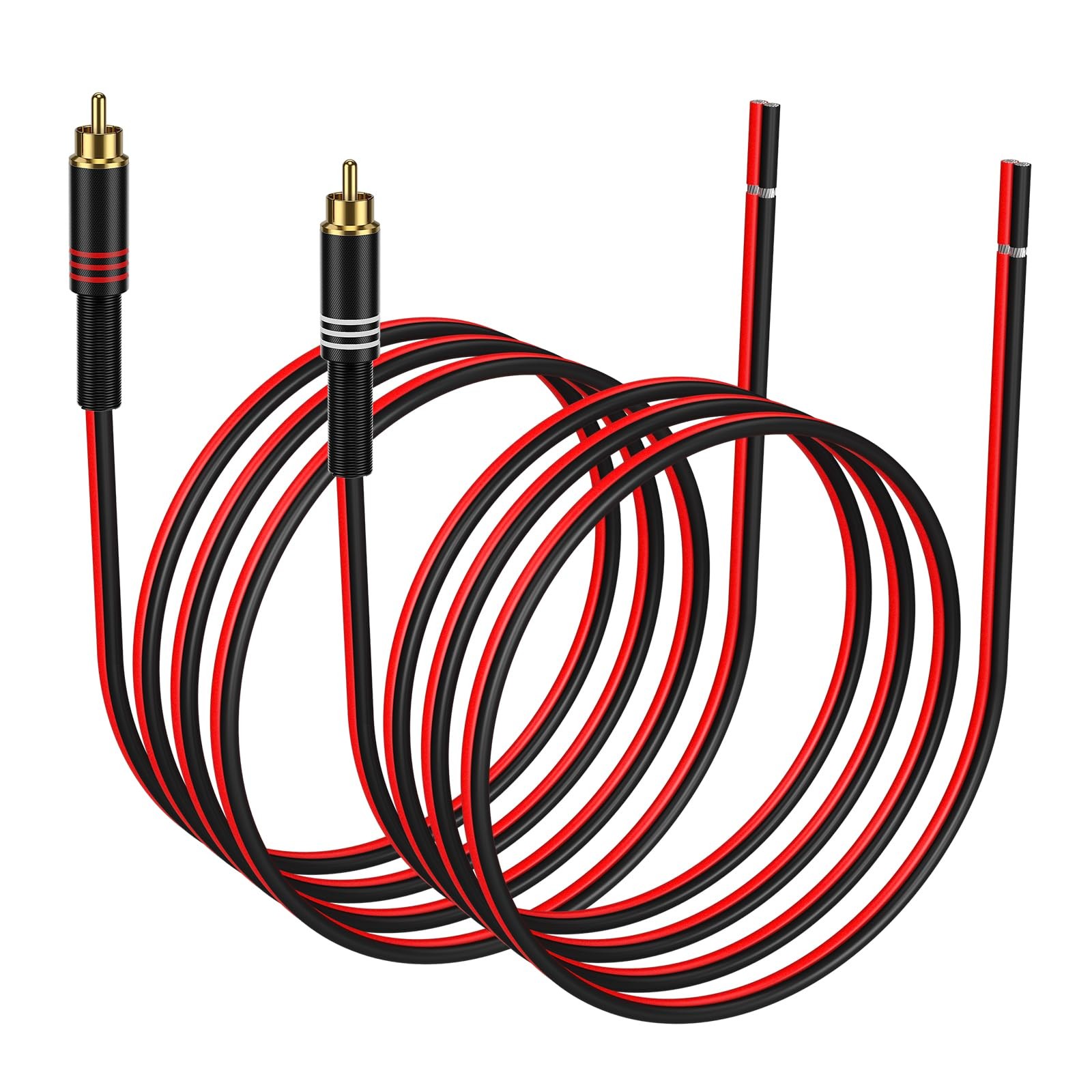 J&D Speaker Cable to RCA Plug, 2 Pack 20AWG 2 m, RCA Male Plug to Bare Wire C...