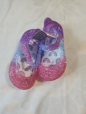 Wonder Nation Infant Girls Jelly Shoes Sandals sz 3 Red, Blue Purple Hook Loop