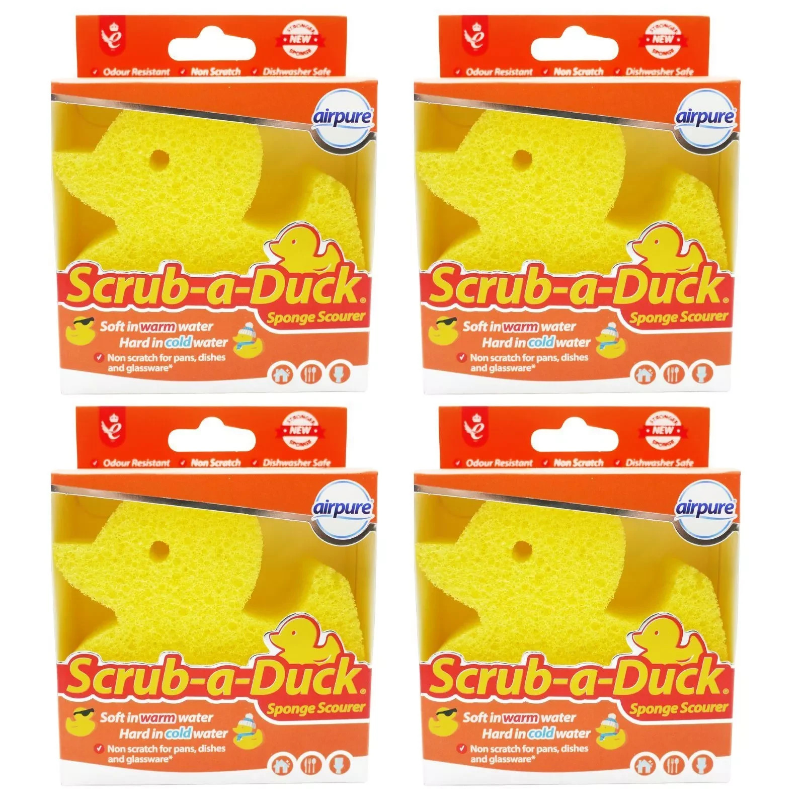 4 x AIRPURE SCRUB A DUCK SPONGE SCOURER