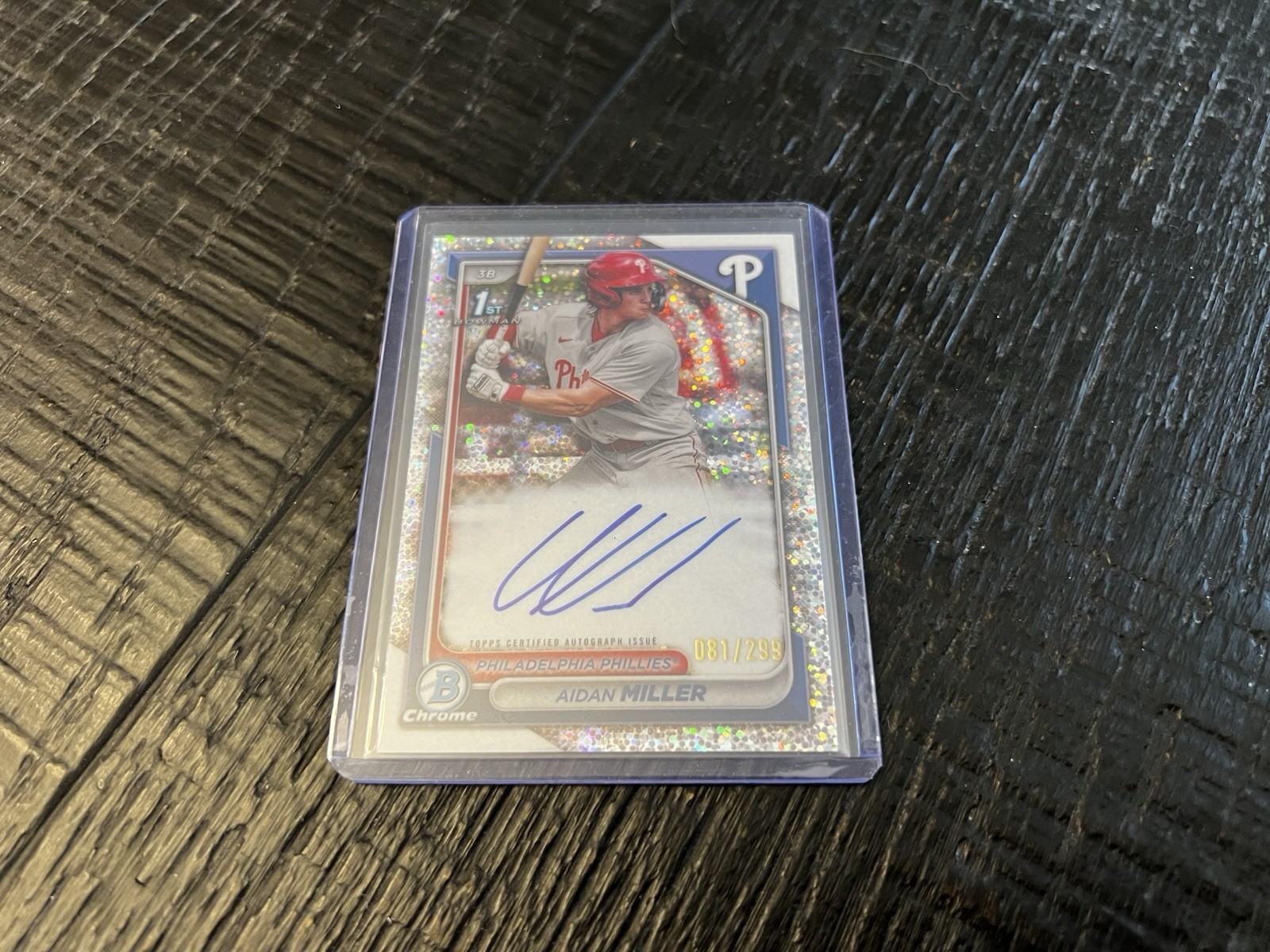 2024 Bowman Chrome Prospect Auto Aidan Miller #CPA-AMI Speckle Refractor /299