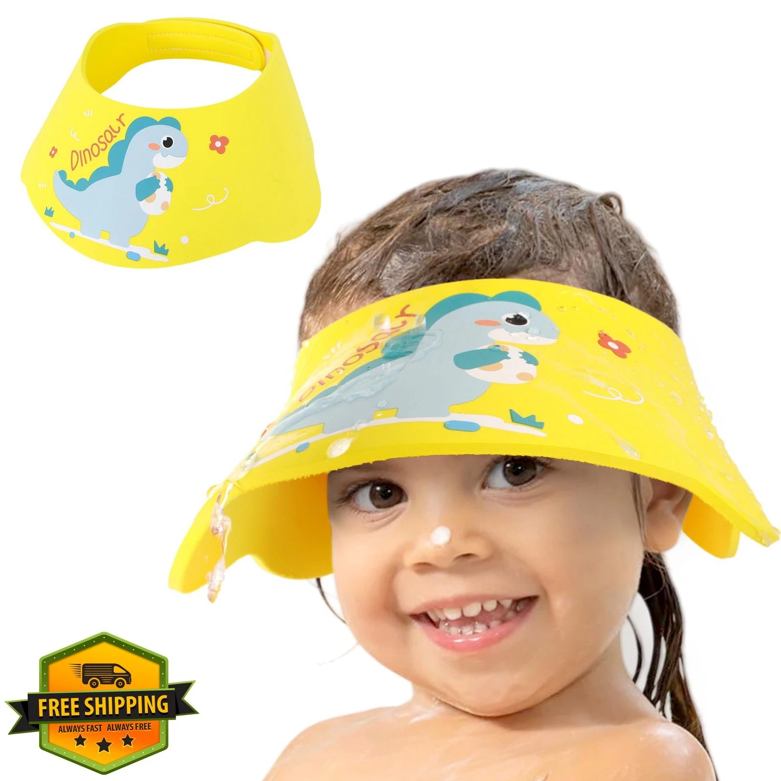 Baby Shower Cap Yellow Cartoon Adjustable Bath Visor Hat Toddler