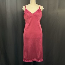 Vintage Sears Full Slip Women  s 38 Burgundy Lace Nightgown Lingerie Nylon Retro