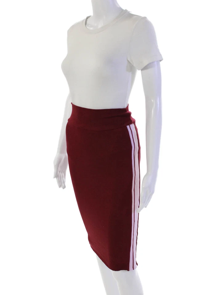 Falda lápiz tejida acanalada hasta la rodilla TWENTY MONTREAL para mujer roja rosa talla pequeña Foto 2 de 4