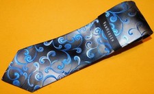 VAN HEUSEN GREY/BLUE LEAF MOTIF ALL SILK TIE - NWT - NECK TIES - DESIGNER TIES.
