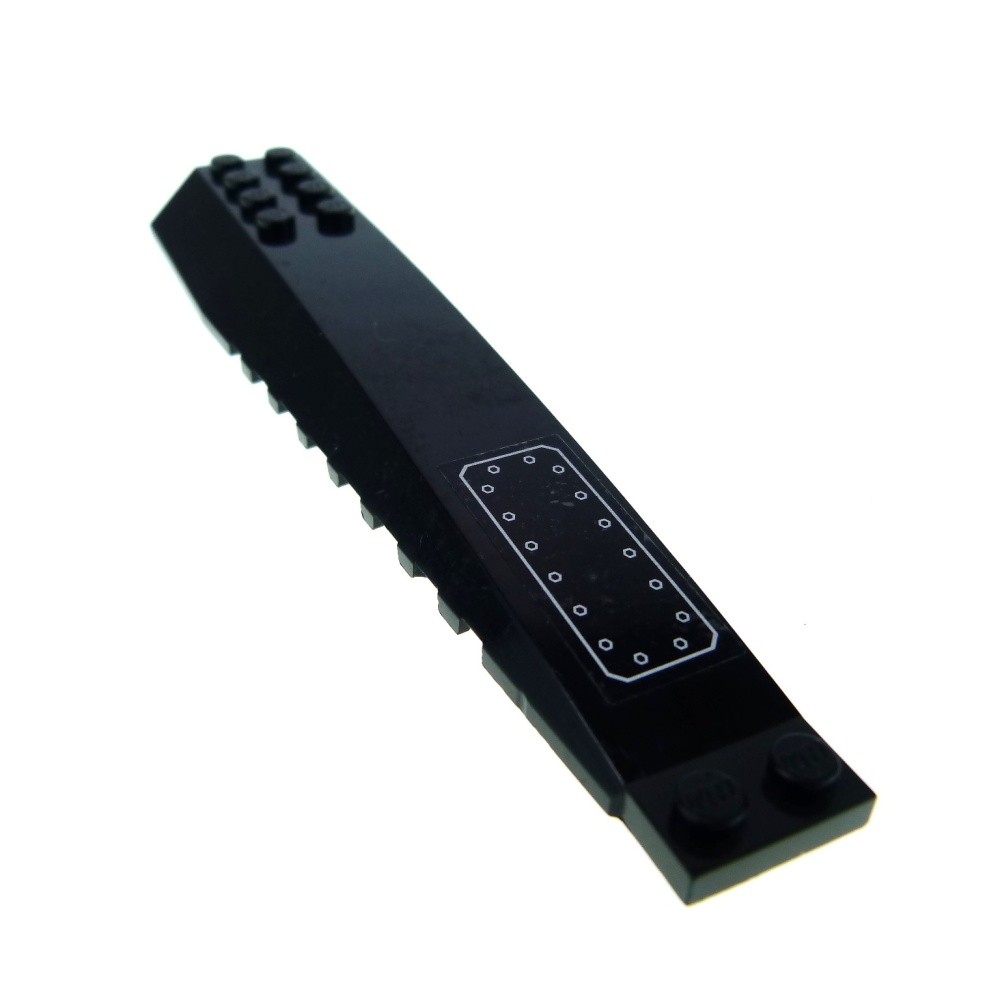1x Lego Wedge Wing Plate 16x4x1 Black Slope Sticker Bolt Batman 45301pb006