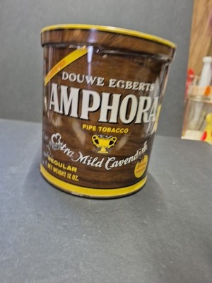 Empty Douwe Egberts Amphora Extra Mild Cavendish Pipe Tobacco Tin 12 oz
