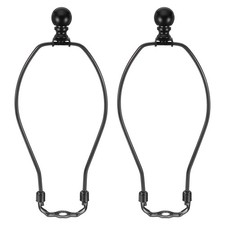 2 Set 9 Inch Lamp Harp Kit with 25mm Finial Lamp Shade Bracket Holder Black