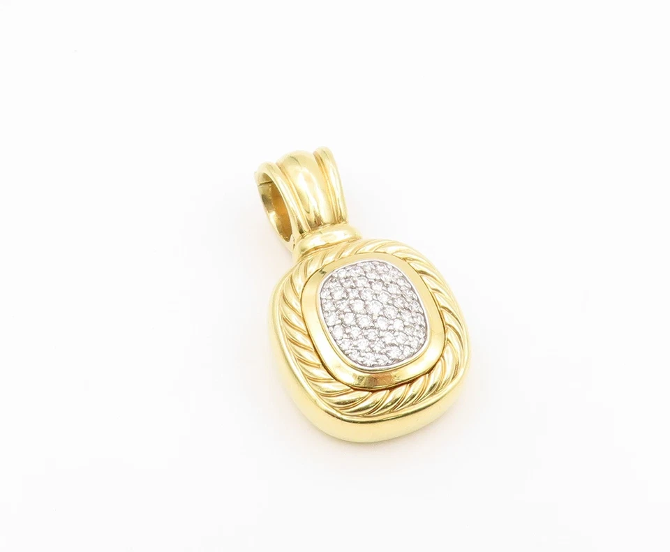 Colgante vintage de oro de 18 quilates DAVID YURMAN diamantes reales cuerda retorcida encanto GP848 Foto 2 de 4