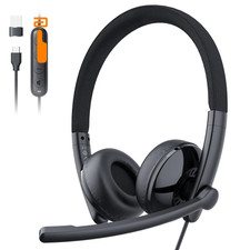 EMEET HS50 Wired Headset with Mic, On-Ear Computer Headphones One Size, Black