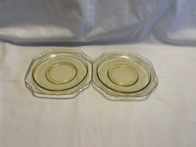 Vintage Madrid Yellow Depression Glass Saucers 2 Federal Glass Cottagecore