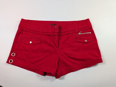 John Richmond Red 100% Cotton Shorts Size 18 Waist 40
