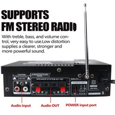 12V/ 220V Mini 2CH LCD Display HIFI Audio Stereo Power Amplifier BT FM Radi EBAU