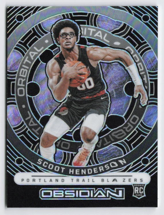 2023-24 Scoot Henderson Rookie Card Panini Obsidian Orbital /99 #3 Trailblazers