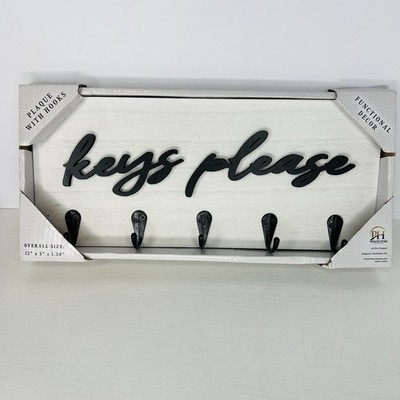 Premier Home Keys Please Rack With Hooks Wall Hanger Modern Farmhouse In Box