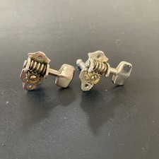 2 Vintage Grover Sta-tite Guitar Tuners Square-ish Buttons, Chrome