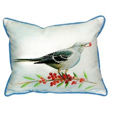 Betsy Drake Mockingbird  Berries Large Indoor Outdoor Pillow 16x20