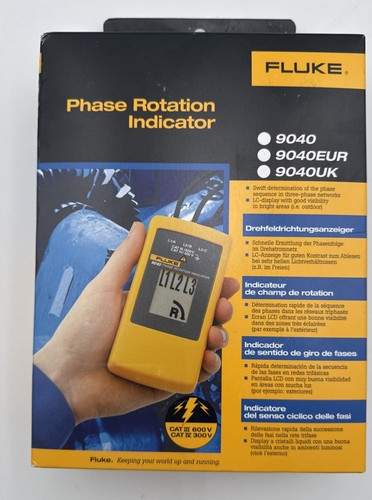 FLUKE 9040 3 PHASE ROTATION INDICATOR TESTER W / ACCESSORIES