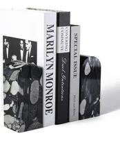 Koville Luxury Marble Bookends for Shelves, Decorative Stone Book Ends, 7lbs