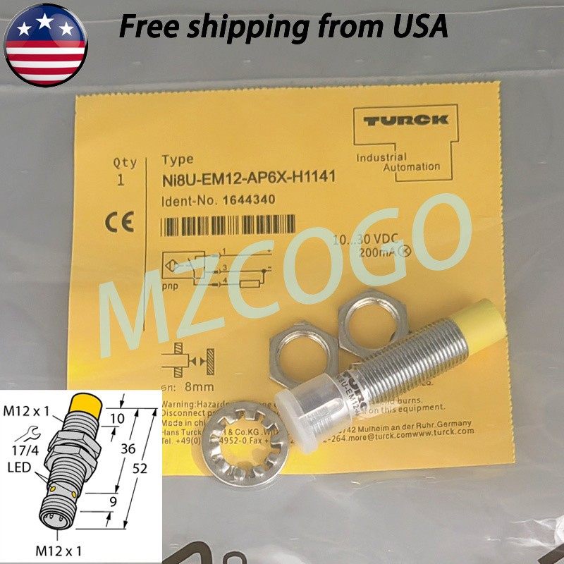 New Proximity Switch Sensor For Turck NI8U-EM12-AP6X-H1141 1644340 10-30VDC PNP
