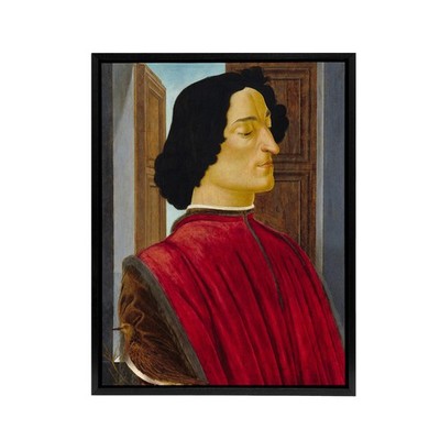 Giuliano de Medici Portrait Botticelli Vintage Black Framed Canvas Wall Art