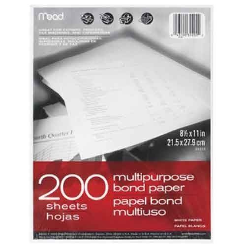 Mead Typing Paper 15Lb Bond 8-1/2"X11" White 200 Sheets School Office Home