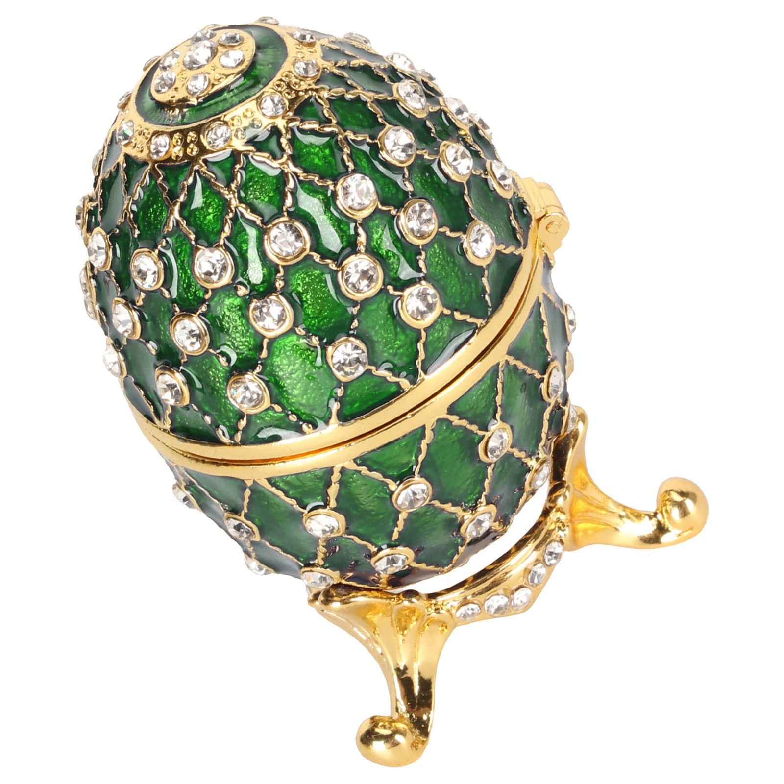 Exquisite Metal Jewelry Box With Rhinestone Insets For Easter Gift Excellent