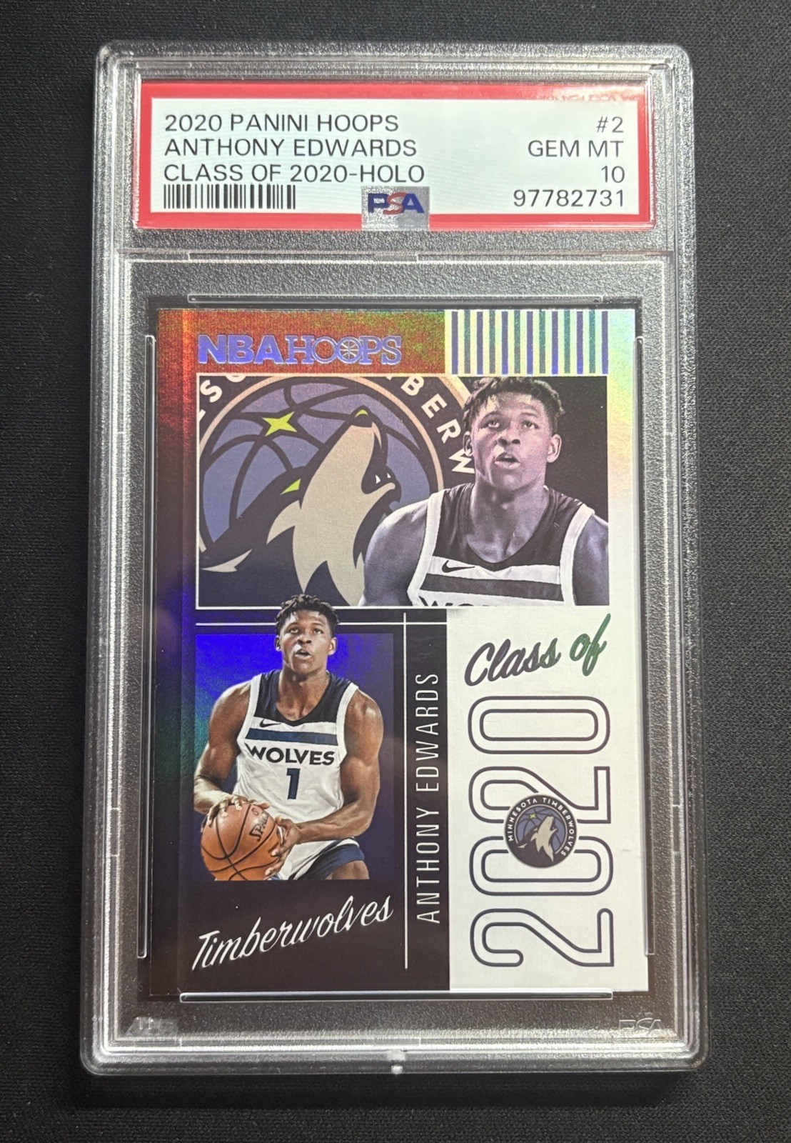 2020-21 Panini NBA Hoops - Class of 2020-HOLO Anthony Edwards (RC) PSA 10 POP 17