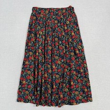Vintage Chaus Floral Print Maxi Pleated Skirt 100 Rayon