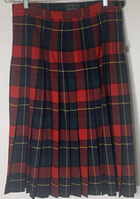 Authentic Scottish Kilt Red Green Navy Plaid 100 New Wool Made in Scotland