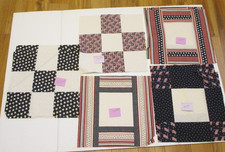 Lot of 11 Quilt Blocks Patriotic Print Cotton Fabric Red White Blue Various Size