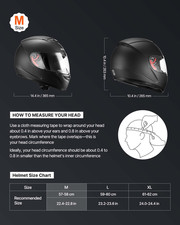 VEVOR Full Face Motorcycle Helmet, DOT, Dual Visor, Matte Black, M