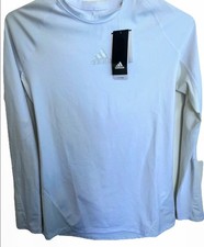 Adidas Alphaskin Compression Shirt White Gym Workout Sport Base Mens Sz M-Tall