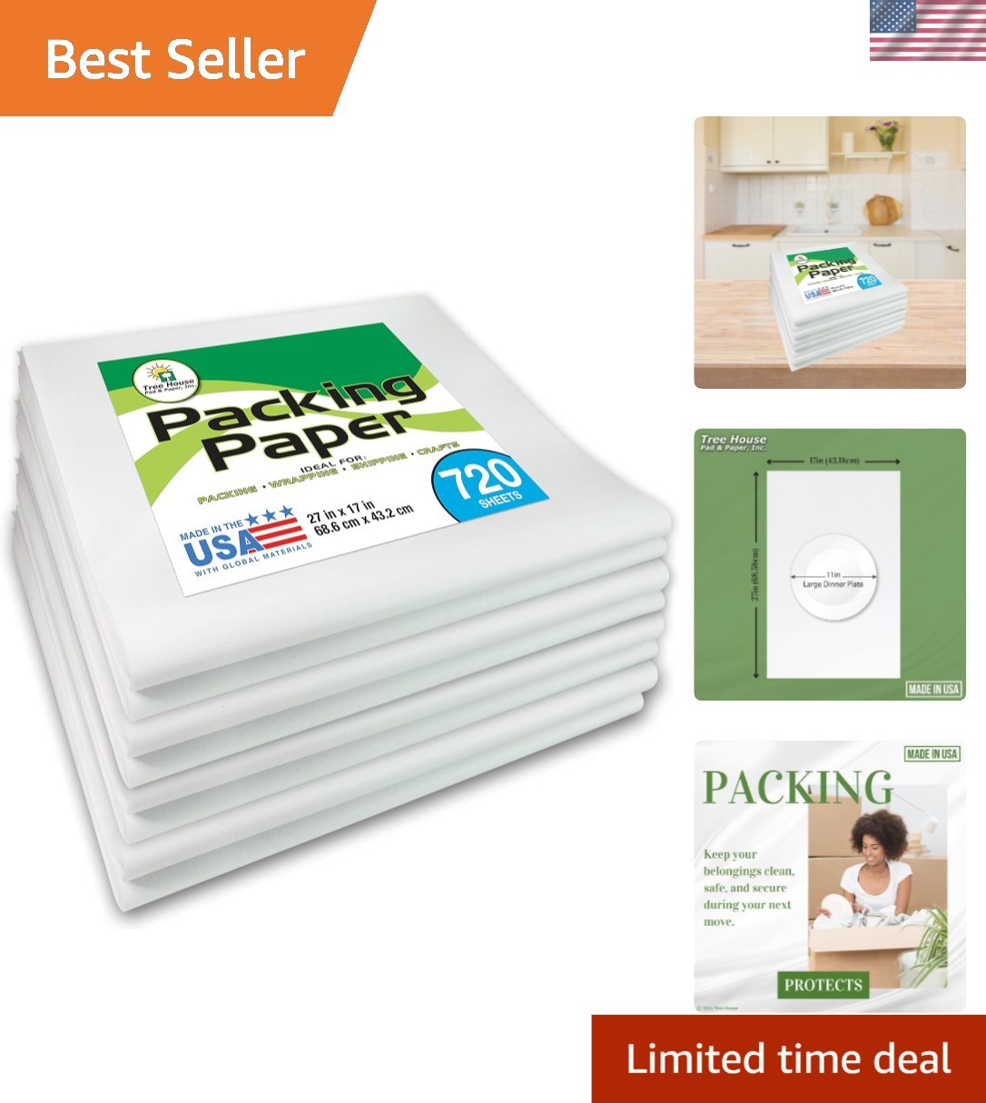 720 Eco-Friendly Packing Paper Sheets - Perfect for Moving & Shipping Supplies