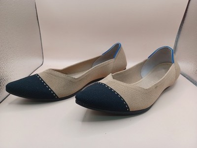 Pre-Owned Rothy's The Point II Captoe Ballet Flats-Camel/Black Women Size 10 US