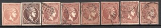 GREECE 1860s/80s 8x1L Large Hermes Head (Brown shades) VF