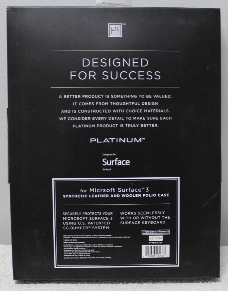 Microsoft Surface 3 Case-Leather/Felt-PT Platinum-MMS3LF2-Brand New in Box - Image 2 of 4