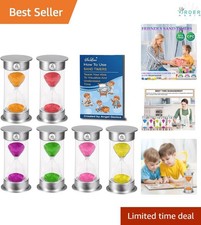 Hourglass Sand Timer Set 6 Pack Kids Classroom Kitchen Unbreakable Colorful