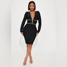 Fashion Nova Kaia Bandage Bodycon Midi Dress - Black NWOT Size 1X