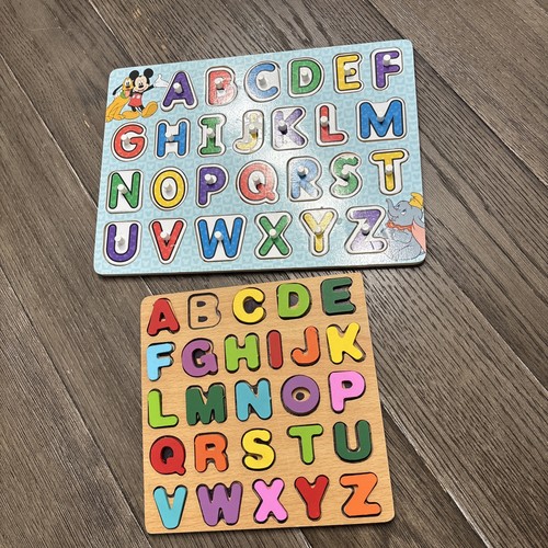 Wooden Alphabet Puzzle (missing B) & Melissa & Doug Disney Alphabet Puzzle