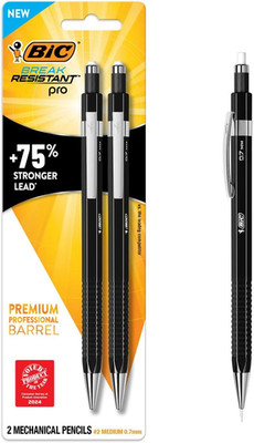Break-Resistant Pro Mechanical Pencil with Shock-Absorbing Eraser, 2-Pack