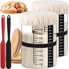 Yungyan 2 Sets Sourdough Starter Jar 34 oz Sourdough Starter Kit with Thermom...