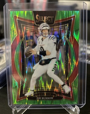 24 Panini Select-Joe Burrow #39 Concourse Level Green Shock Prizm /599